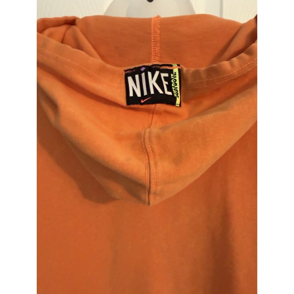 Y2K Nike Womens Atomic Orange Black Swoosh 80s Acid Wash Hooded  Sweatshirt Sz S - Picture 9 of 12